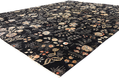 10 x 13 Vintage Black Pakistani Tabriz Rug 79282
