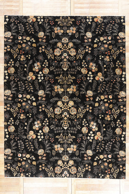 10 x 13 Vintage Black Pakistani Tabriz Rug 79282
