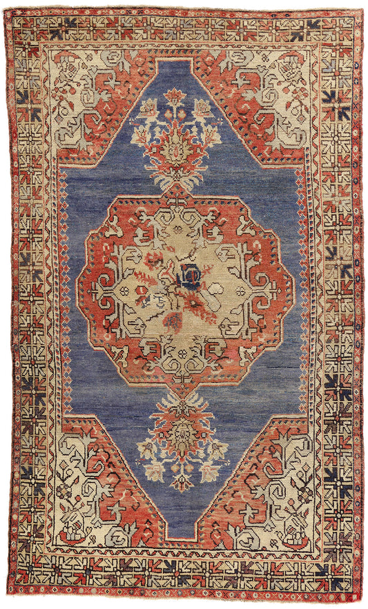 5 x 8 Vintage Blue Turkish Oushak Rug 52256