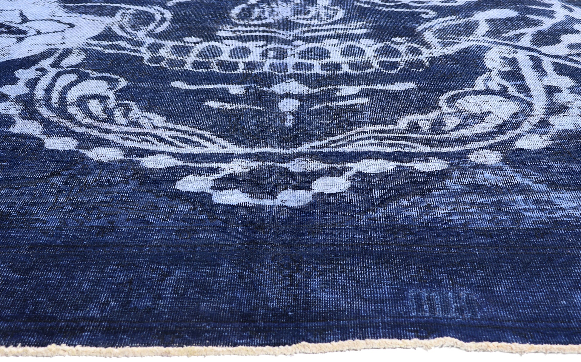 8 x 11 Blue Vintage Overdyed Skull Rug 80433