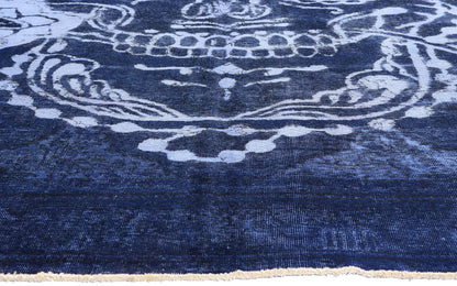 8 x 11 Blue Vintage Overdyed Skull Rug 80433
