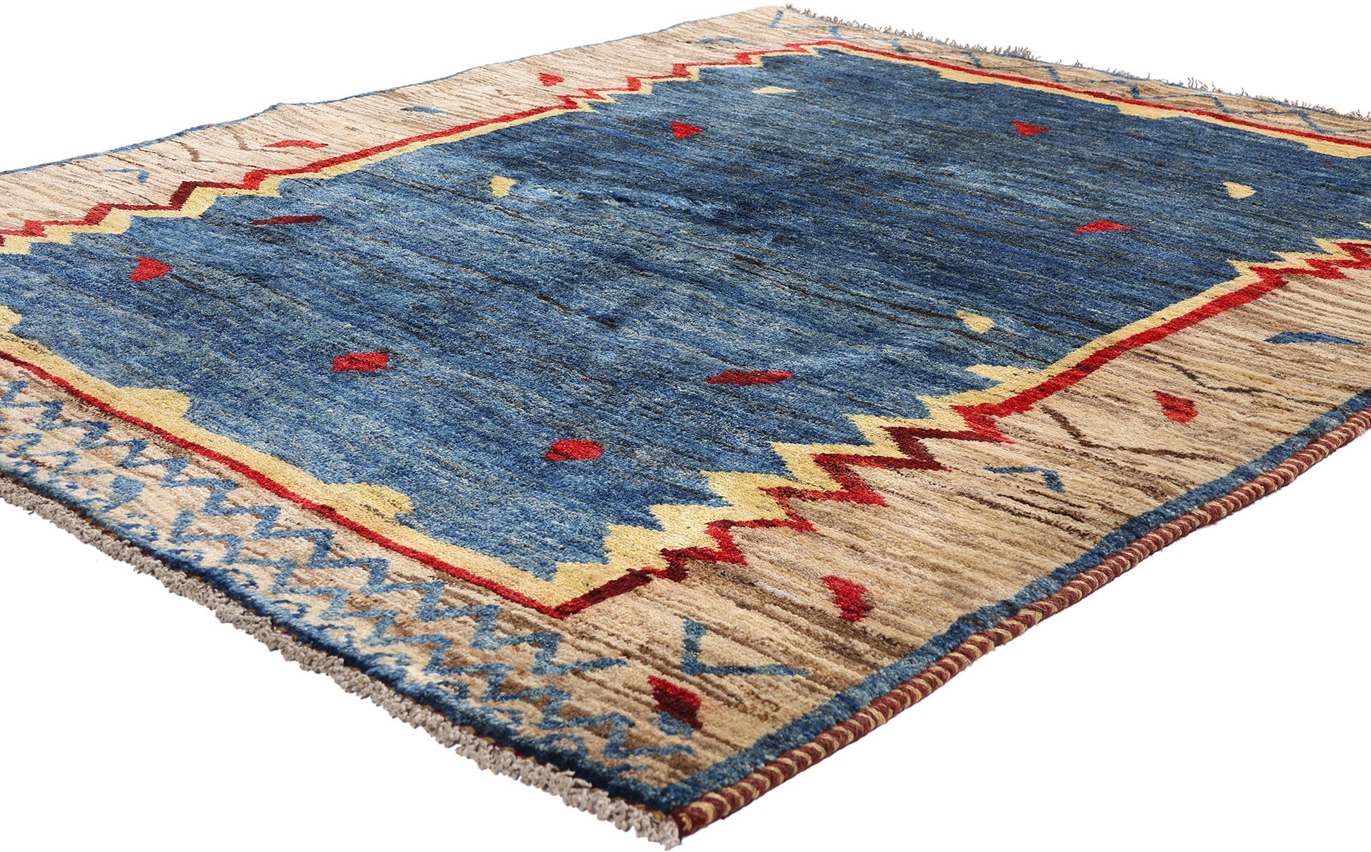 5 x 6 Blue Vintage Persian Gabbeh Rug 61542