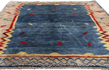 5 x 6 Blue Vintage Persian Gabbeh Rug 61542