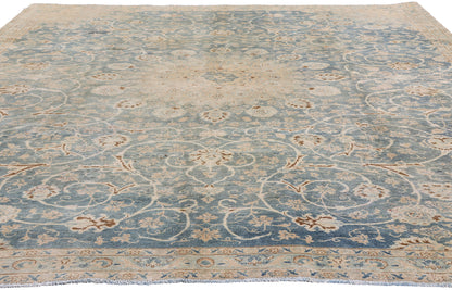 7 x 9 Blue Vintage Persian Kashan Rug 61390