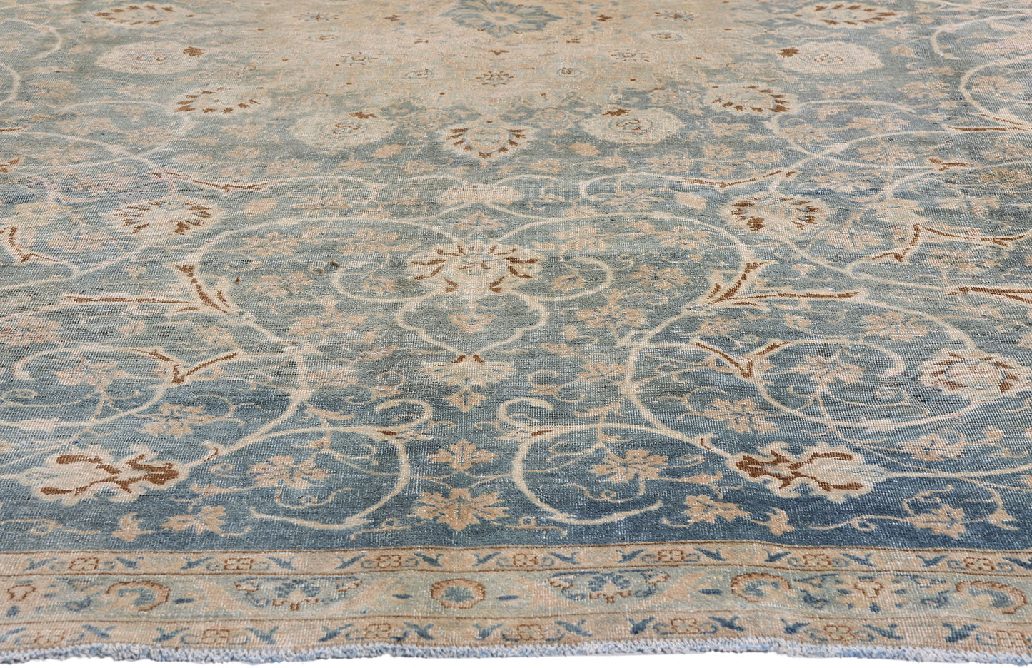 7 x 9 Blue Vintage Persian Kashan Rug 61390