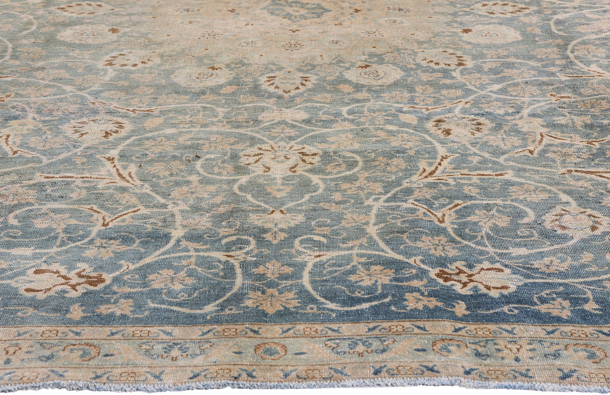 7 x 9 Blue Vintage Persian Kashan Rug 61390