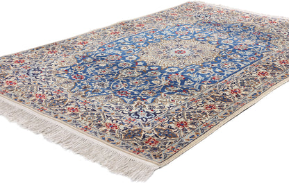 4 x 6 Vintage Blue Persian Nain Rug 79139