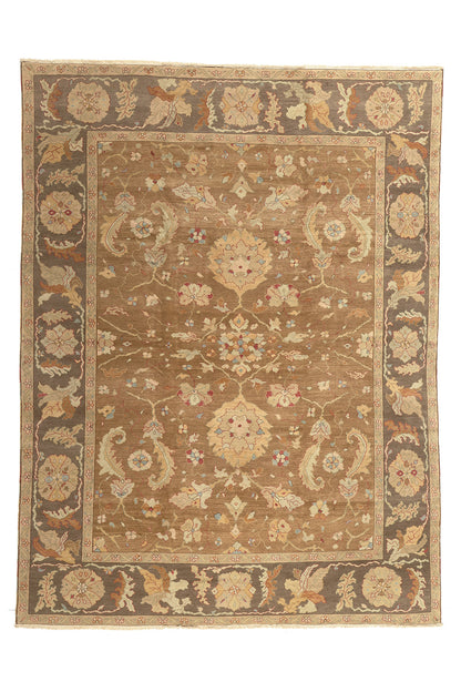 9 x 12 Vintage Brown Turkish Oushak Rug 74372