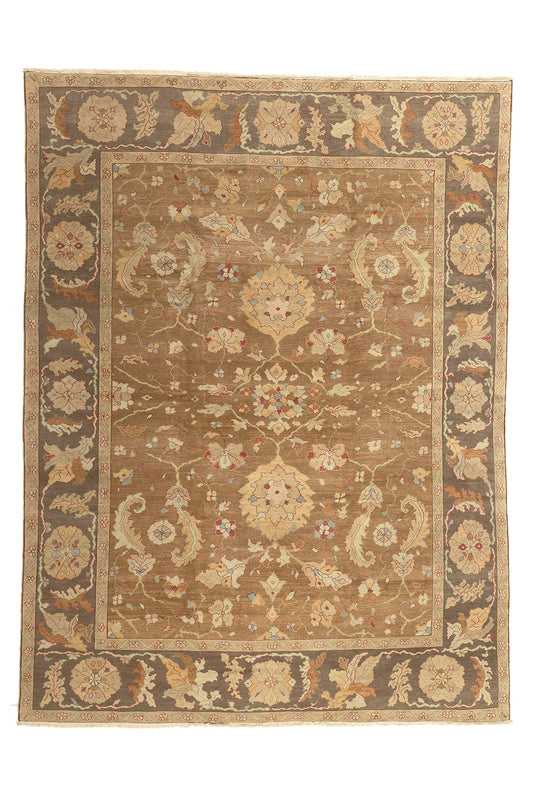 9 x 12 Vintage Brown Turkish Oushak Rug 74372