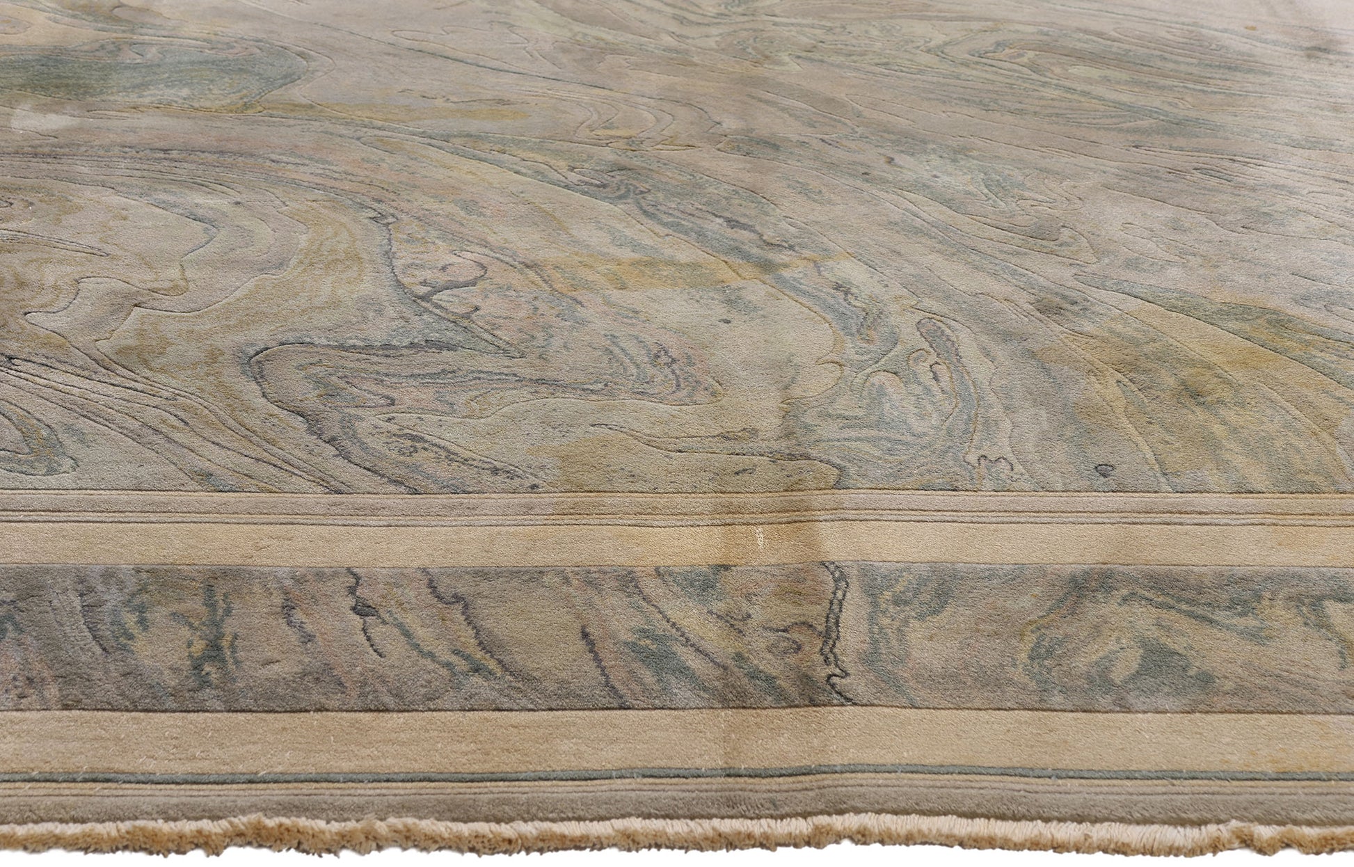 8 x 11 Vintage Chinese Abstract Marble Print Rug 77455