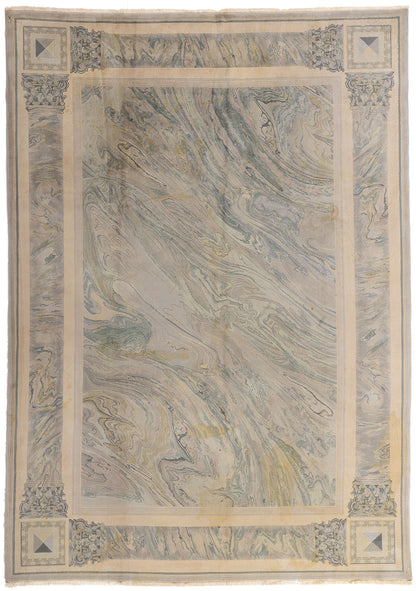 8 x 11 Vintage Chinese Abstract Marble Print Rug 77455