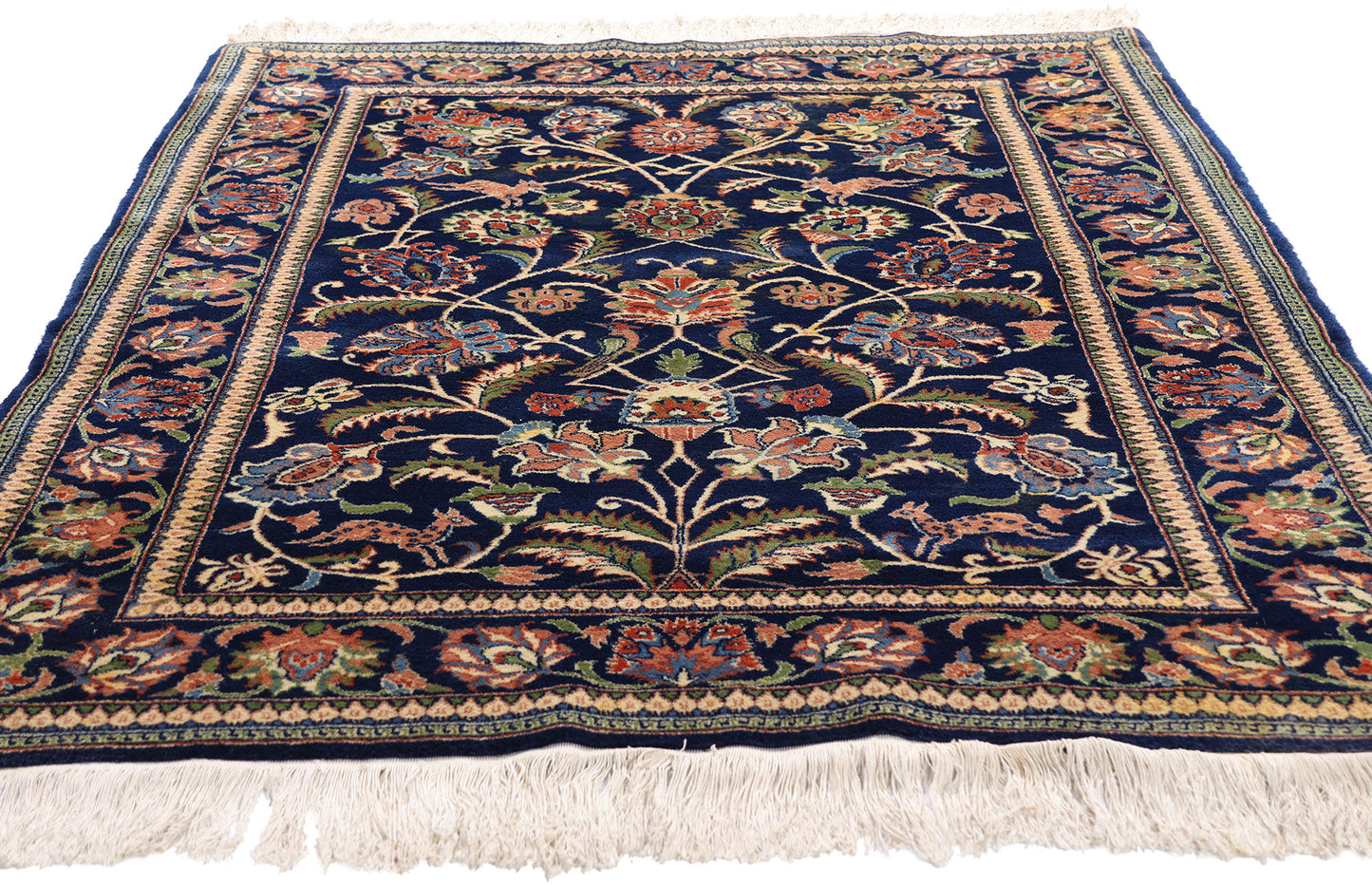 4 x 6 Vintage Navy Blue Chinese Tabriz Rug 79242
