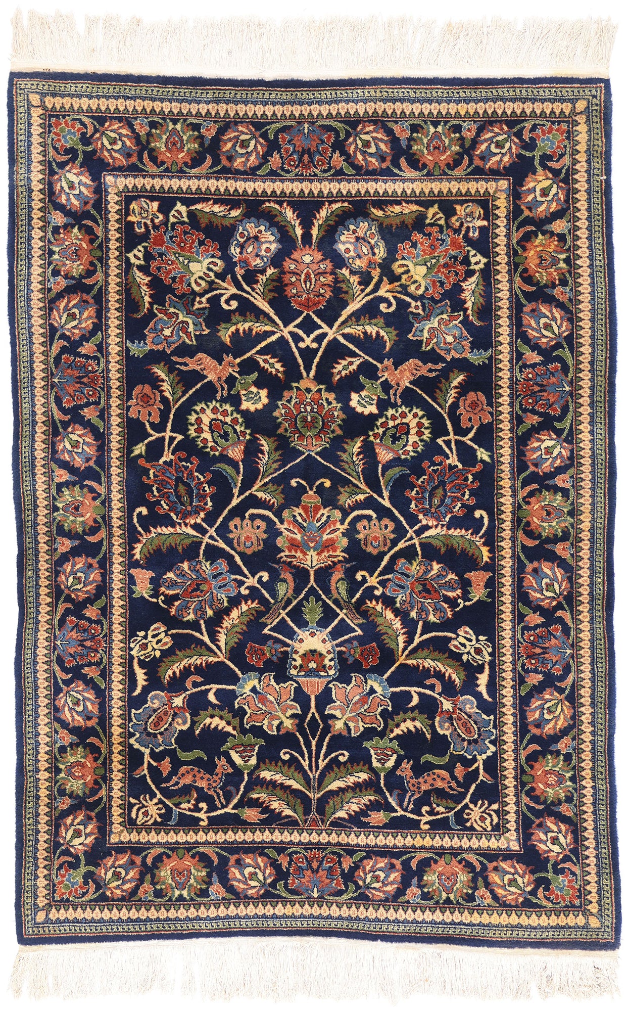 4 x 6 Vintage Navy Blue Chinese Tabriz Rug 79242