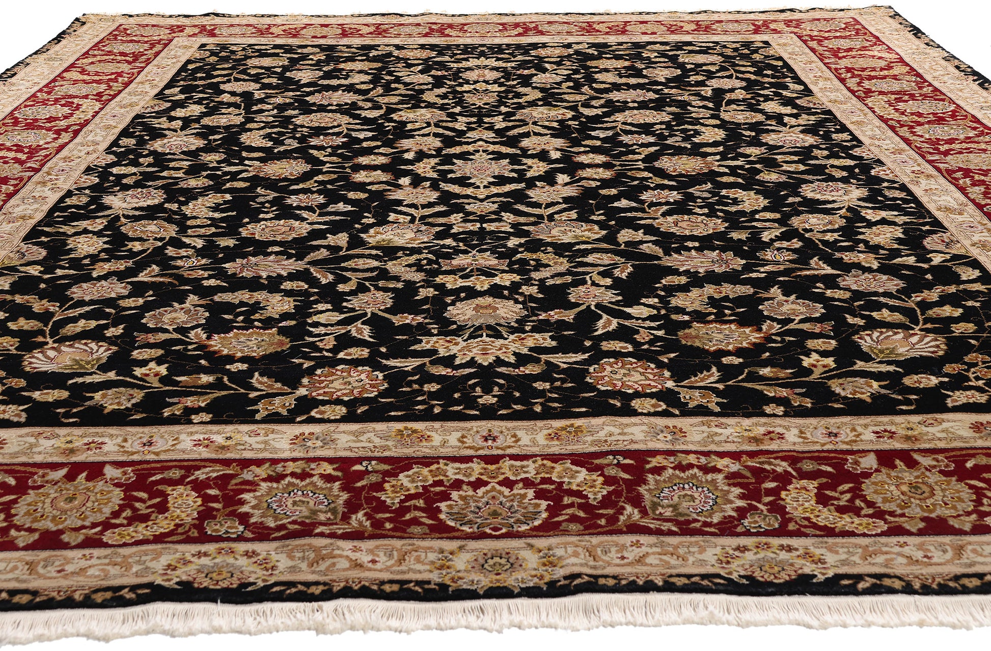 9 x 11 Black Vintage Chinese Tabriz Rug 79323