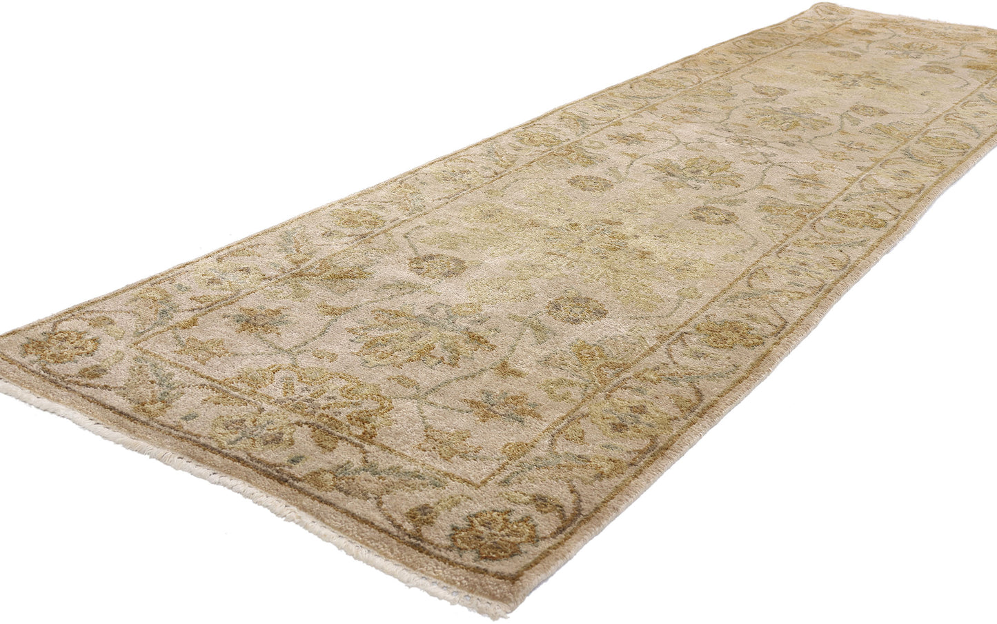 2 x 10 Earth-Tone Vintage Indian Oushak Rug 79299
