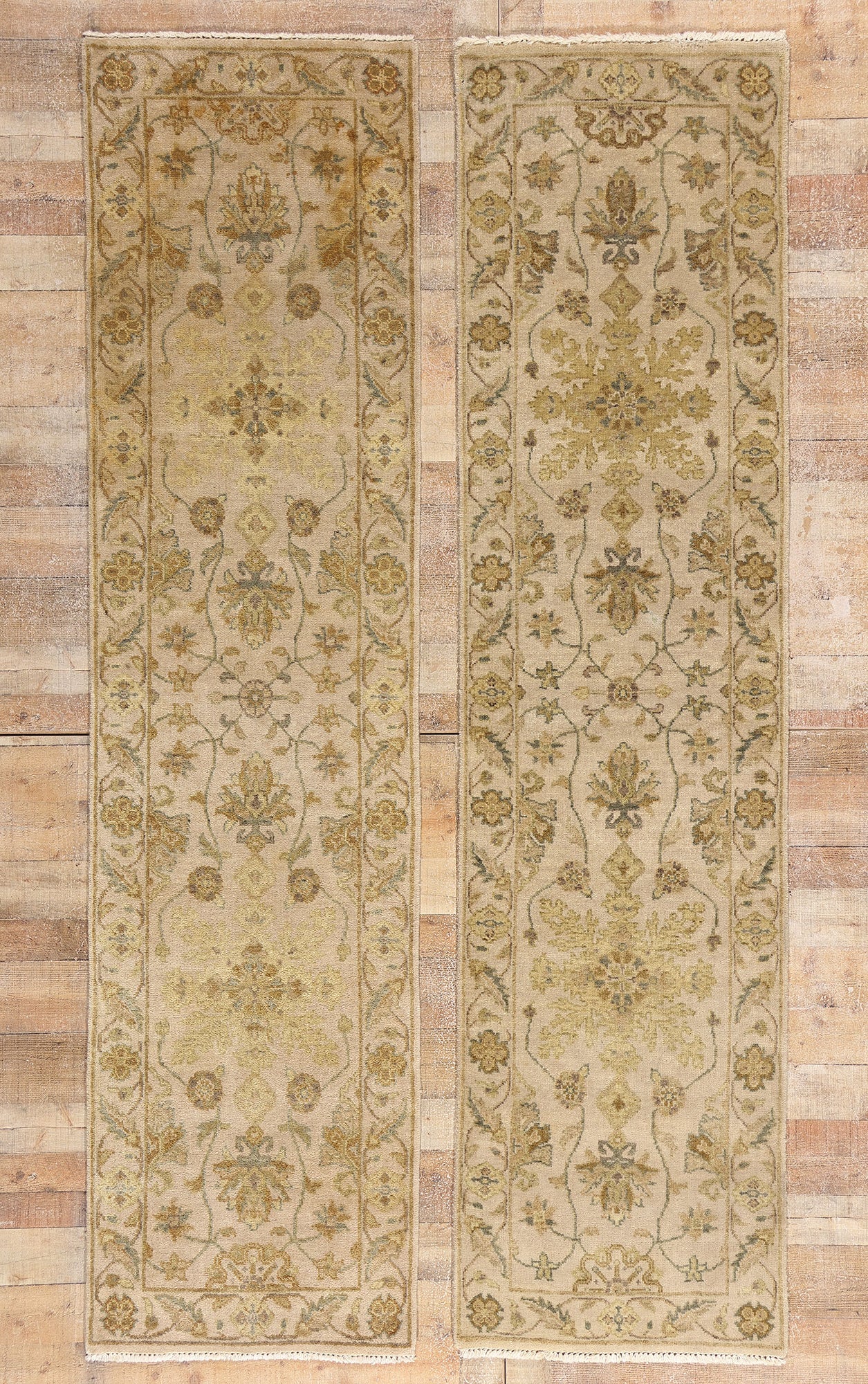 2 x 10 Earth-Tone Vintage Indian Oushak Rug 79299