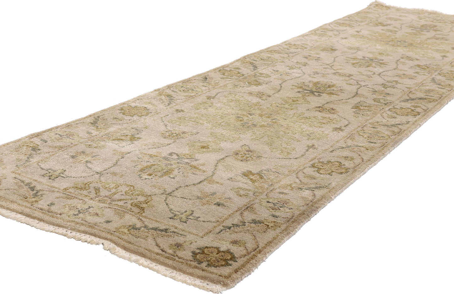 2 x 10 Earth-Tone Vintage Indian Oushak Rug 79300
