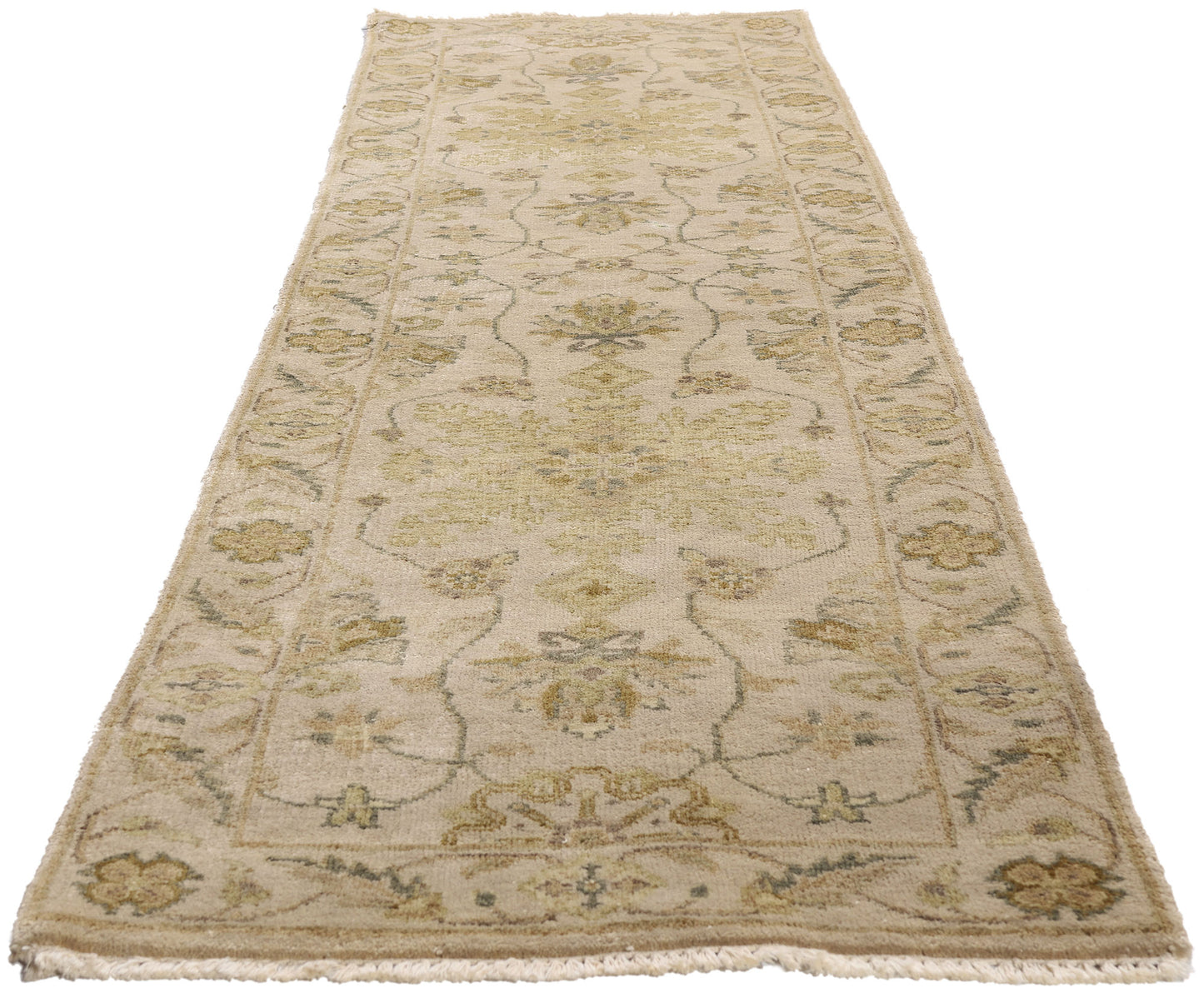 2 x 10 Earth-Tone Vintage Indian Oushak Rug 79300