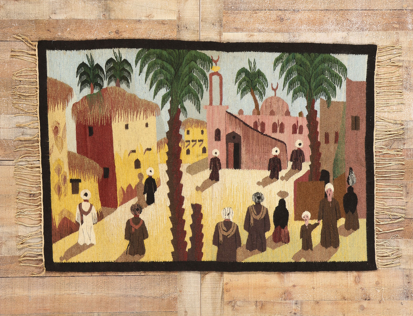 3 x 5 Vintage Egyptian Pictorial Kilim Rug 78927