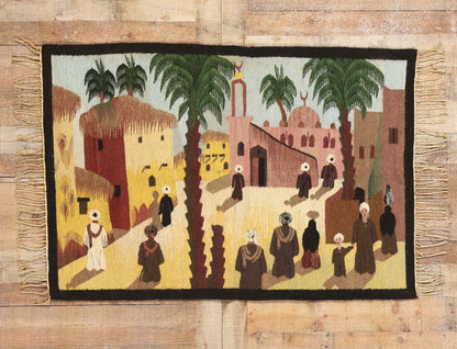 3 x 5 Vintage Egyptian Pictorial Kilim Rug 78927