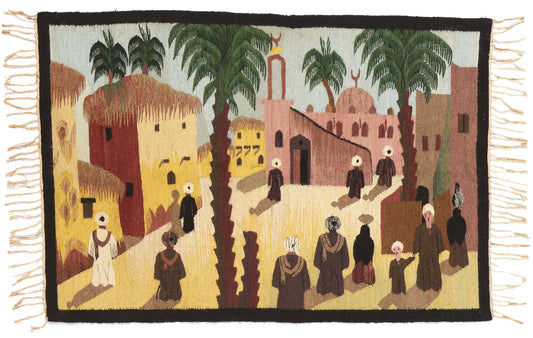 3 x 5 Vintage Egyptian Pictorial Kilim Rug 78927