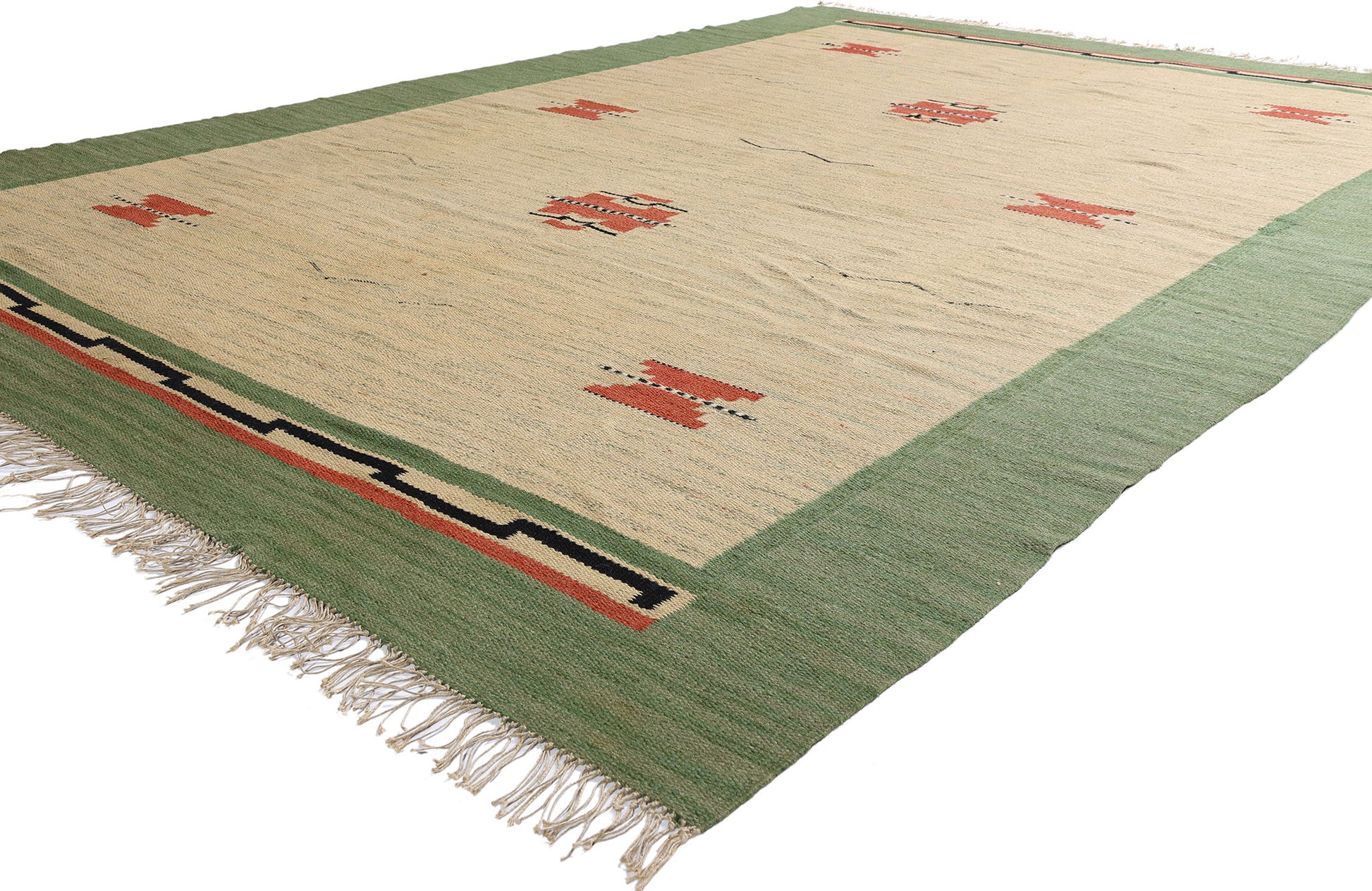 8 x 11 - Beige Vintage Finnish Rollakan Rug - 79356