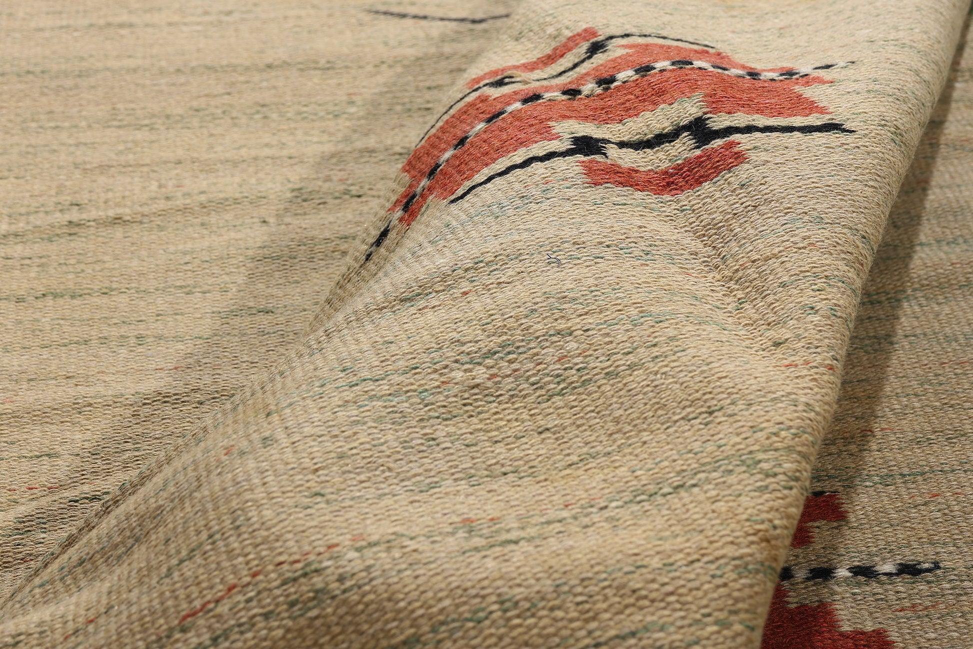 8 x 11 - Beige Vintage Finnish Rollakan Rug - 79356