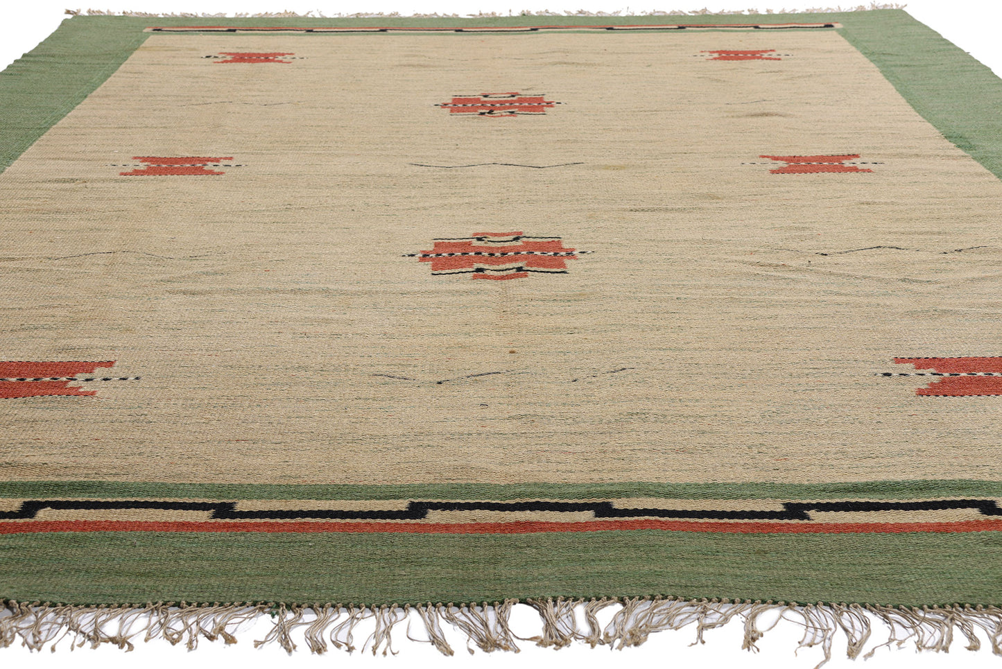 8 x 11 - Beige Vintage Finnish Rollakan Rug - 79356
