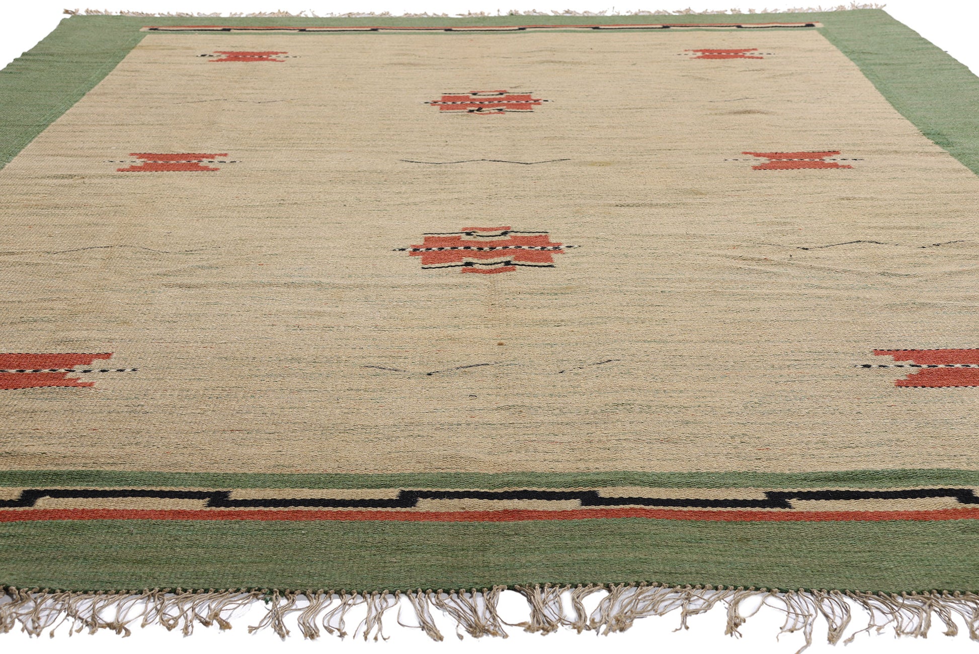 8 x 11 - Beige Vintage Finnish Rollakan Rug - 79356