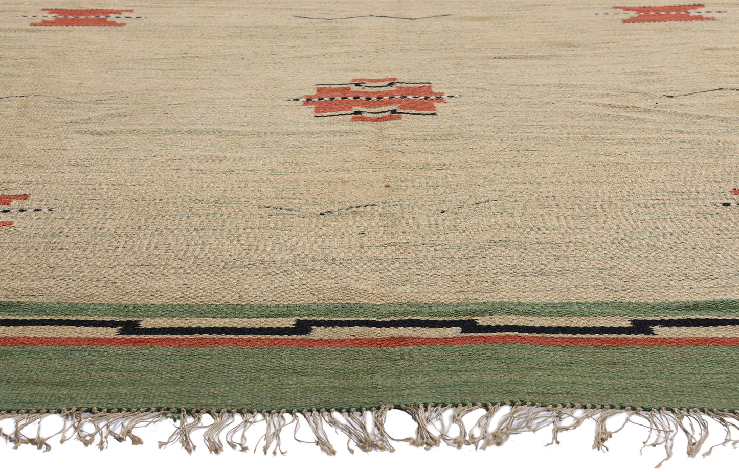 8 x 11 - Beige Vintage Finnish Rollakan Rug - 79356