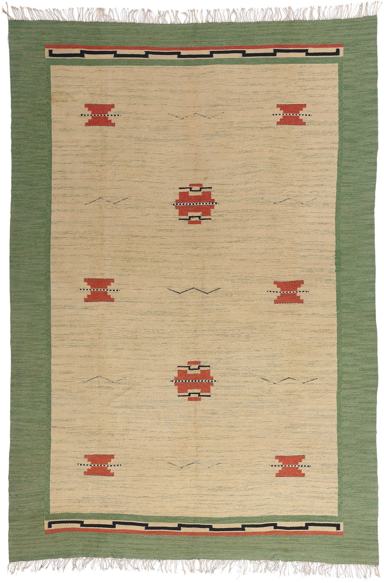 8 x 11 - Beige Vintage Finnish Rollakan Rug - 79356