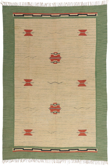 8 x 11 - Beige Vintage Finnish Rollakan Rug - 79356
