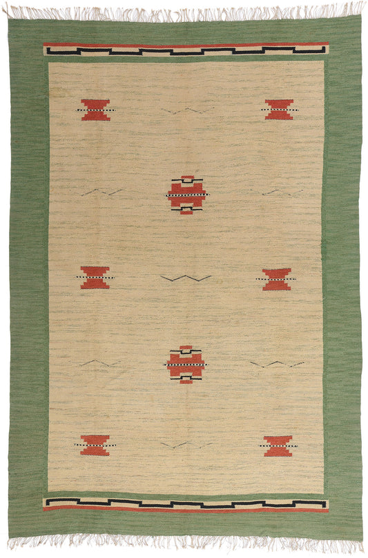 8 x 11 - Beige Vintage Finnish Rollakan Rug - 79356