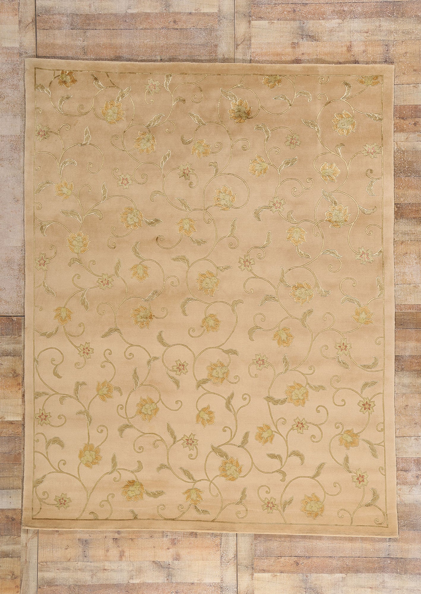 7 x 9 Vintage Floral Tibetan Rug 79275