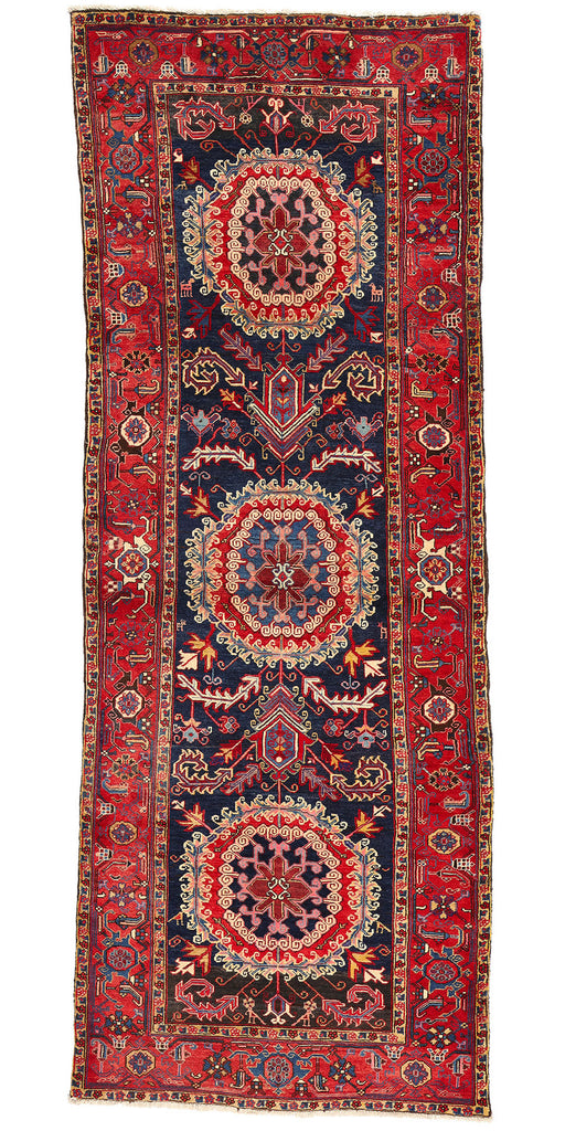 4 x 10 - Navy Blue Vintage Persian Heriz Rug - 76842