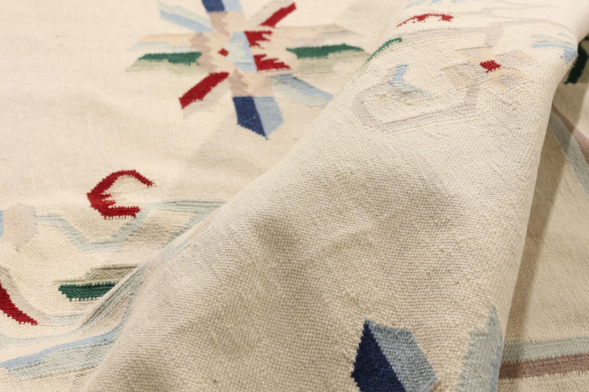 6 x 9 Ivory Vintage Indian Floral Dhurrie Rug 79301