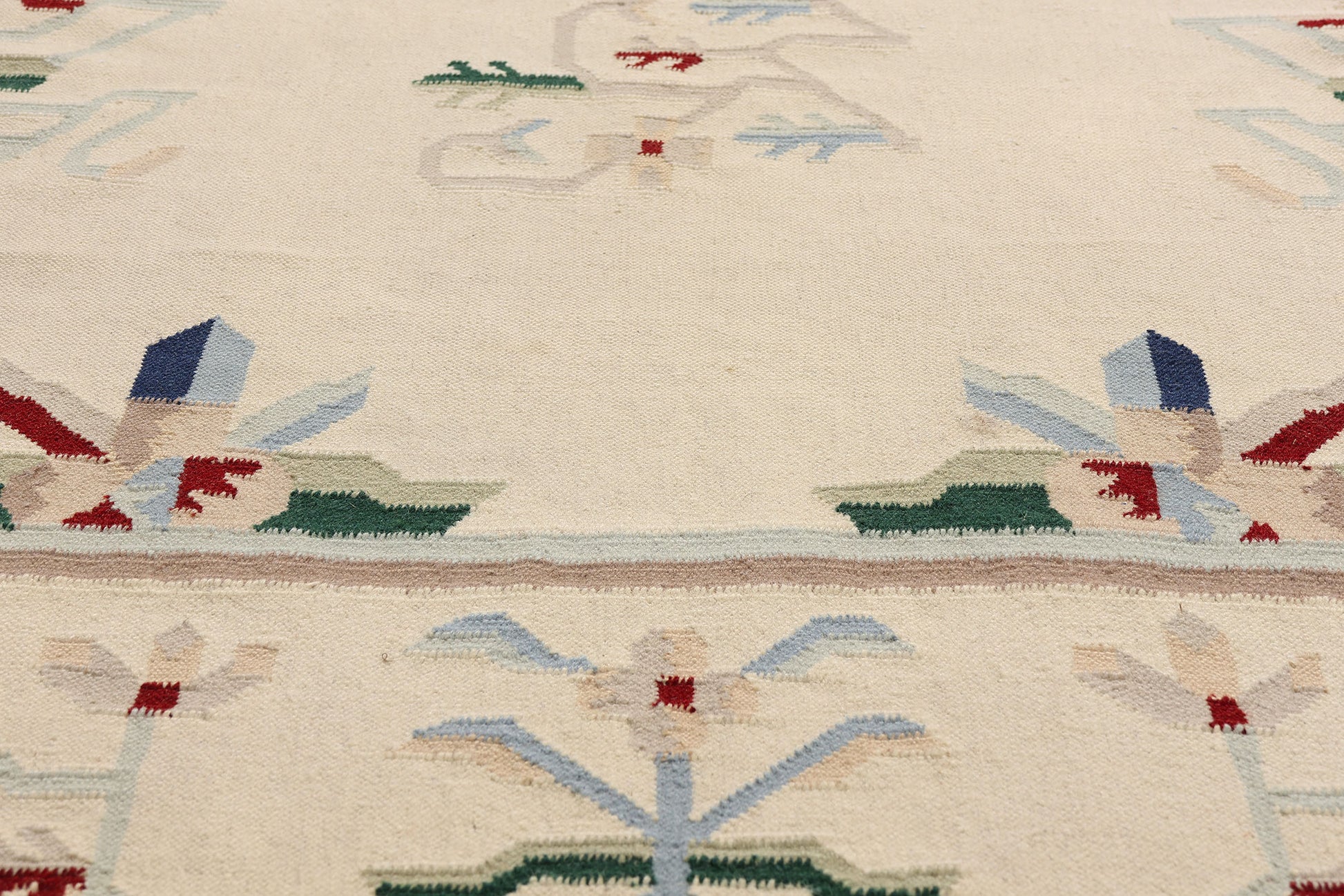6 x 9 Ivory Vintage Indian Floral Dhurrie Rug 79301