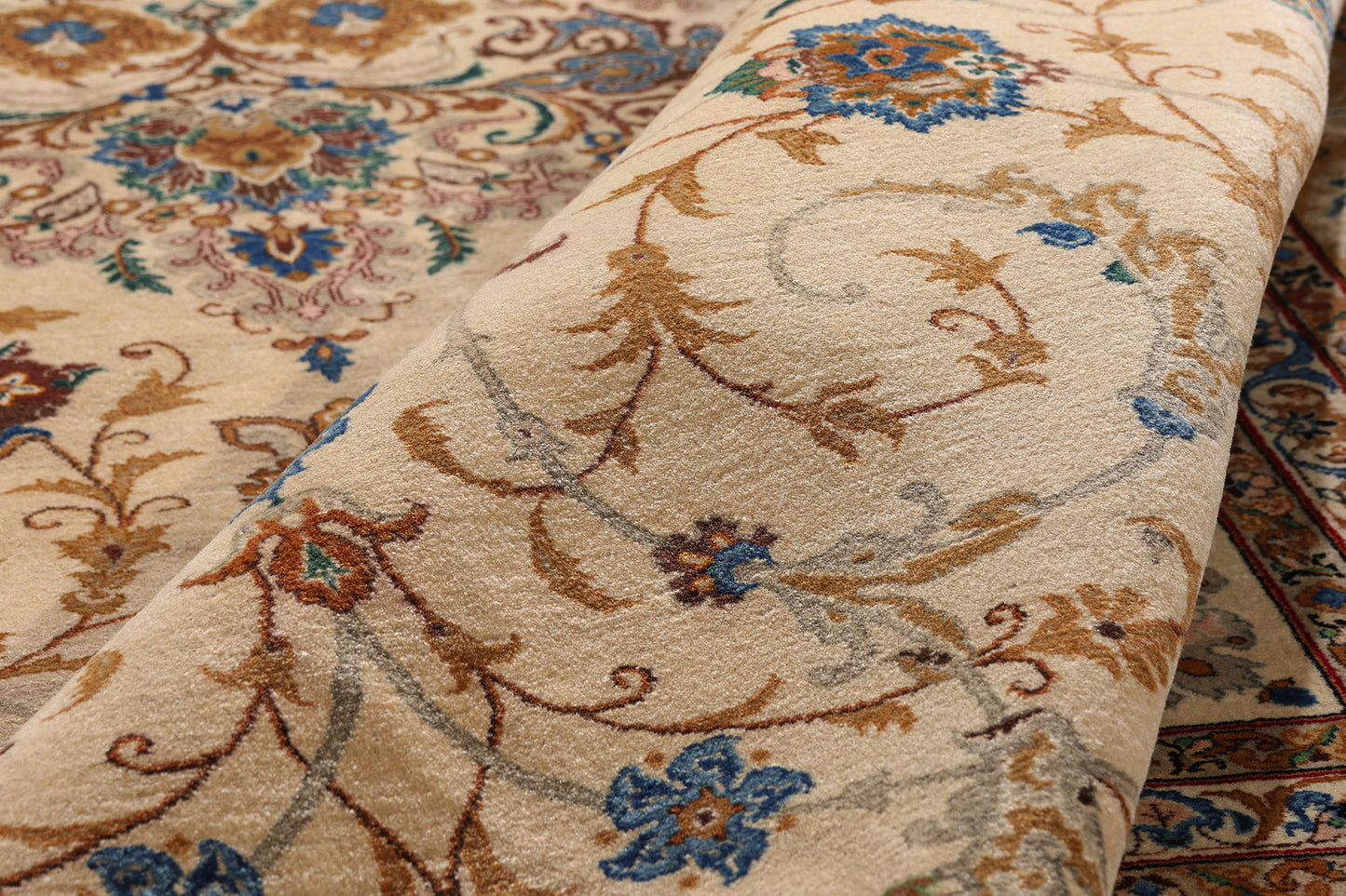 10 x 14 Ivory Vintage Persian Kashan Rug 79310