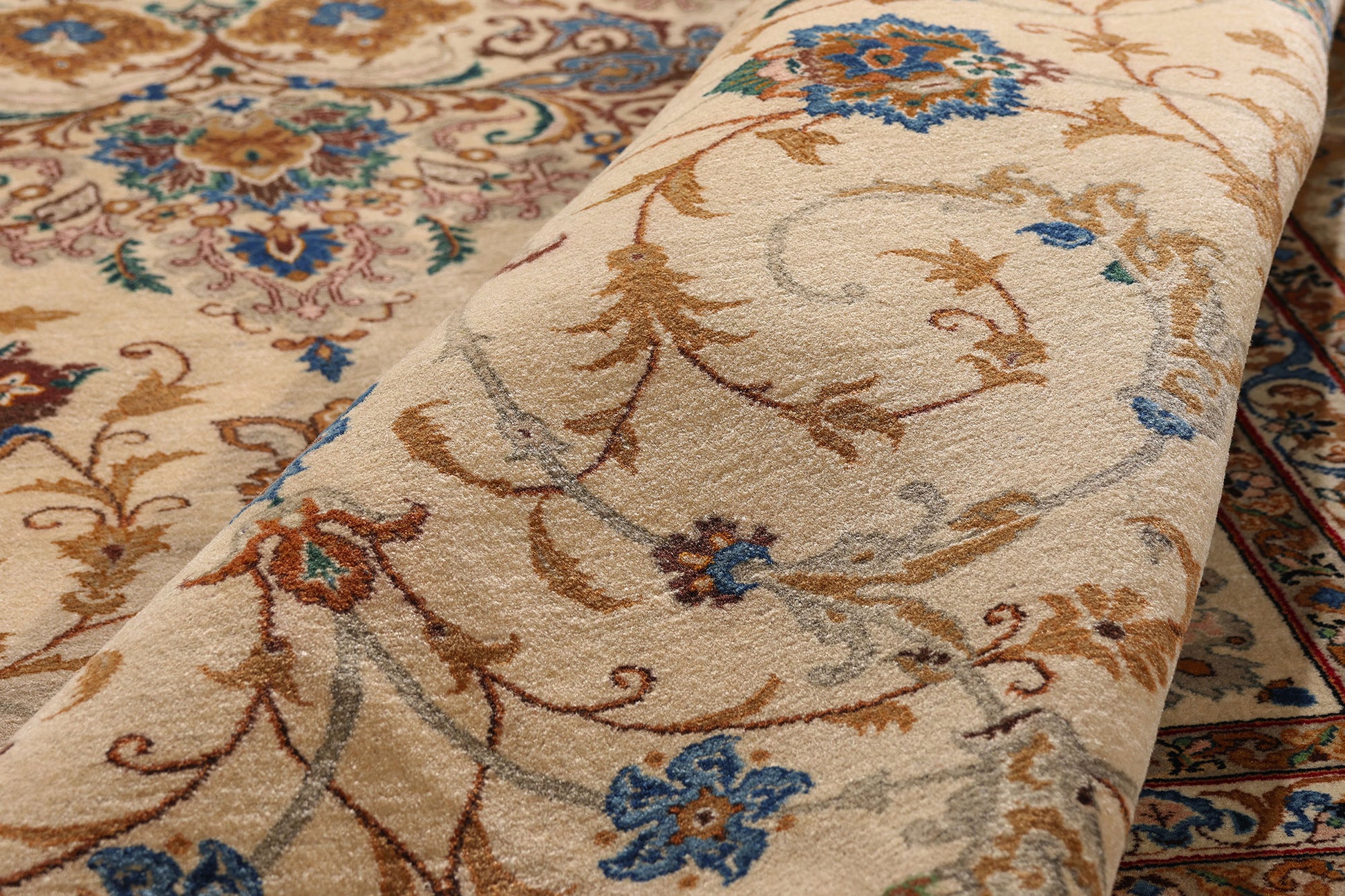 10 x 14 Ivory Vintage Persian Kashan Rug 79310