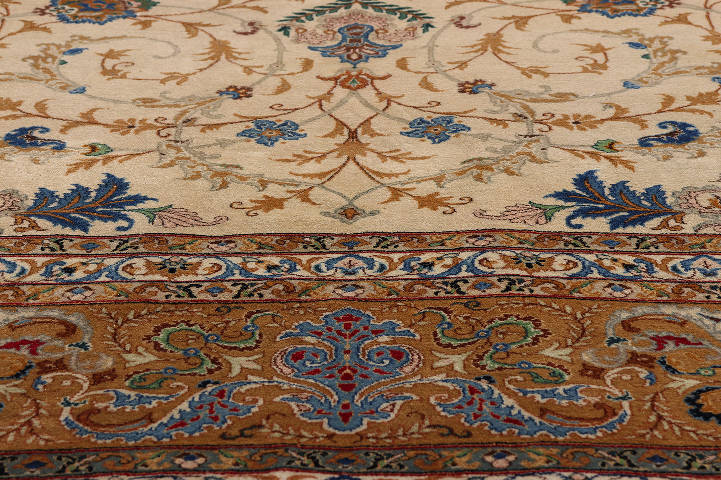 10 x 14 Ivory Vintage Persian Kashan Rug 79310