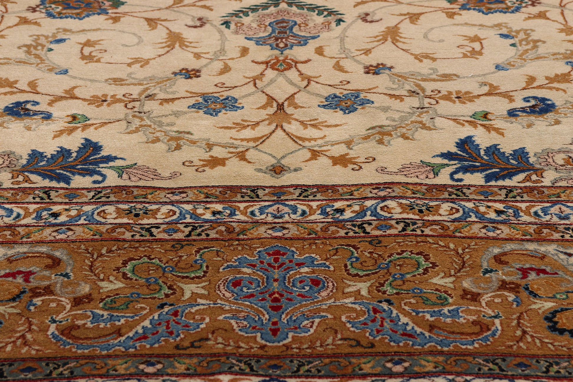 10 x 14 Ivory Vintage Persian Kashan Rug 79310