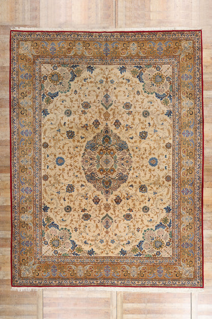 10 x 14 Ivory Vintage Persian Kashan Rug 79310