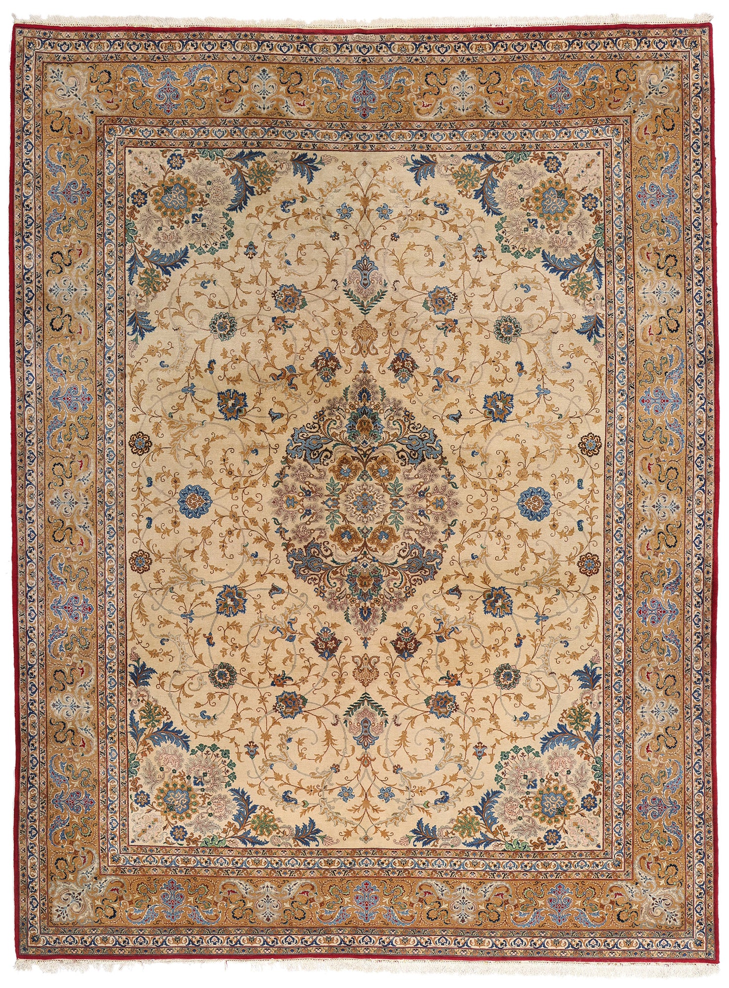 10 x 14 Ivory Vintage Persian Kashan Rug 79310