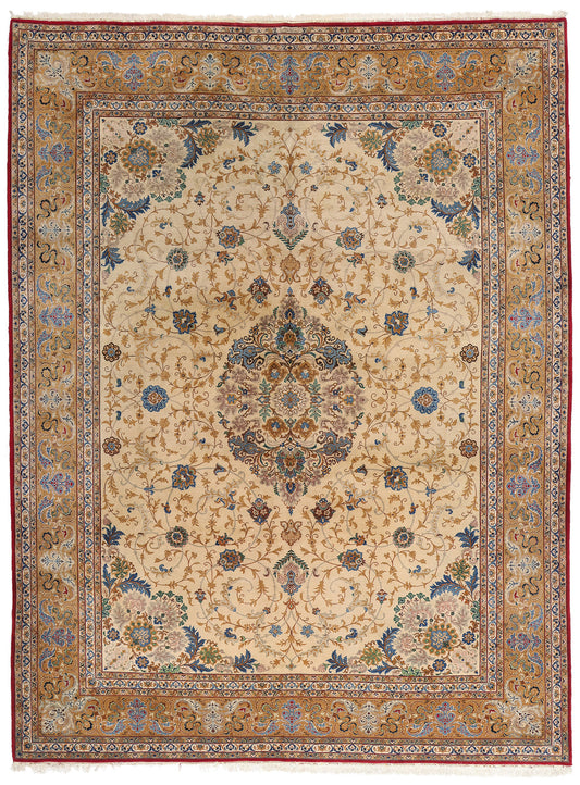 10 x 14 Ivory Vintage Persian Kashan Rug 79310