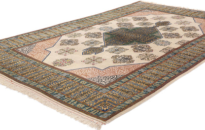 4 x 7 Vintage Ivory Persian Nain Rug 79190
