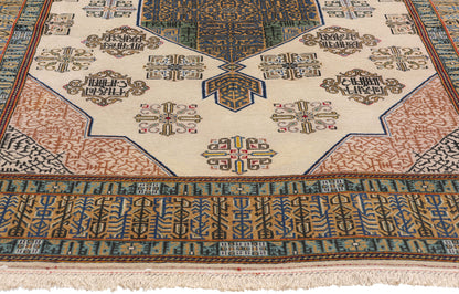 4 x 7 Vintage Ivory Persian Nain Rug 79190