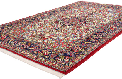 4 x 7 Ivory Vintage Persian Qum Rug 79311