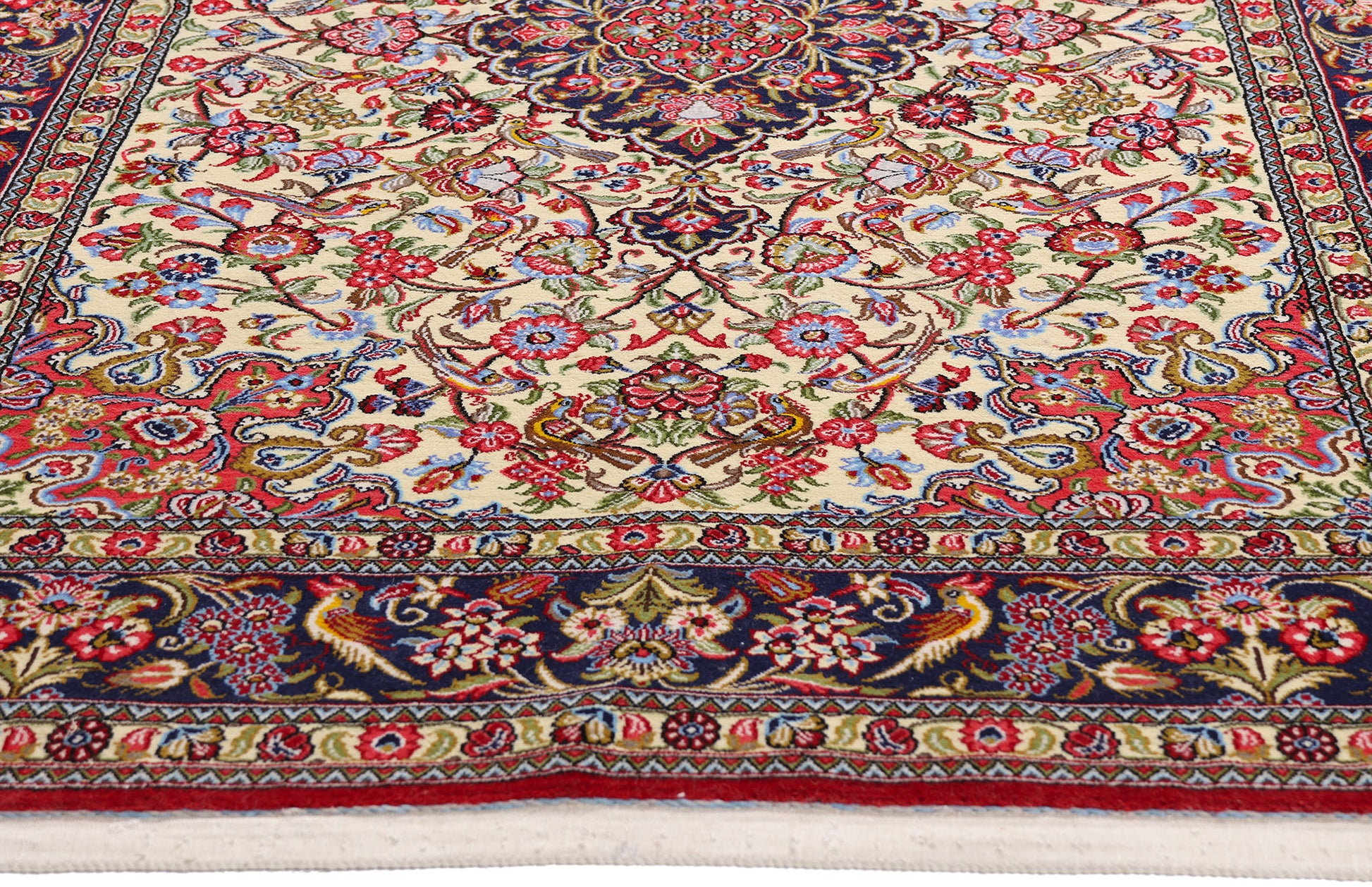 4 x 7 Ivory Vintage Persian Qum Rug 79311