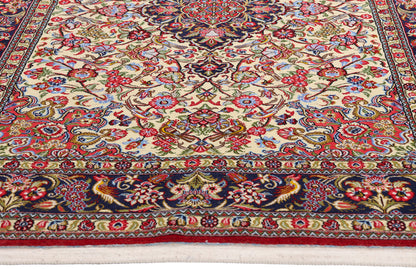 4 x 7 Ivory Vintage Persian Qum Rug 79311