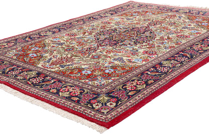 5 x 7 Ivory Vintage Persian Qum Rug 79312
